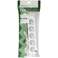 Мережевий подовжувач Defender E518 1.8 m 5 роз white (99229)