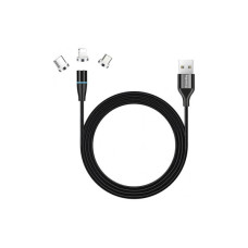 Дата кабель USB 2.0 AM to Lightning + Micro 5P + USB-C 1.0m Magnetic ColorWay (CW-CBUU038-BK)