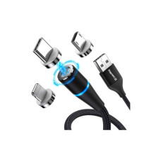 Дата кабель USB 2.0 AM to Lightning + Micro 5P + USB-C 1.0m Magnetic ColorWay (CW-CBUU038-BK)