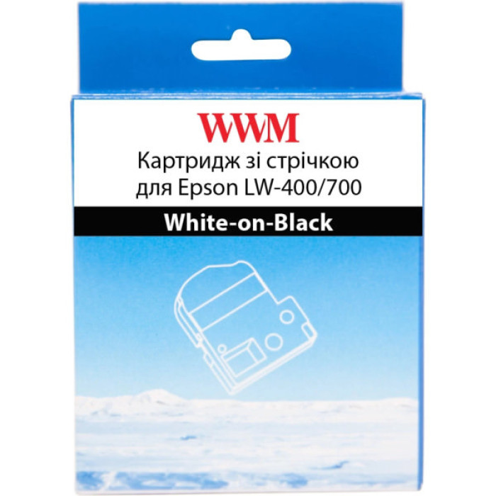 Стрічка для принтера етикеток WWM для Epson LW-400/700 6mm х 8m White-on-Black (WWM-SD6K)
