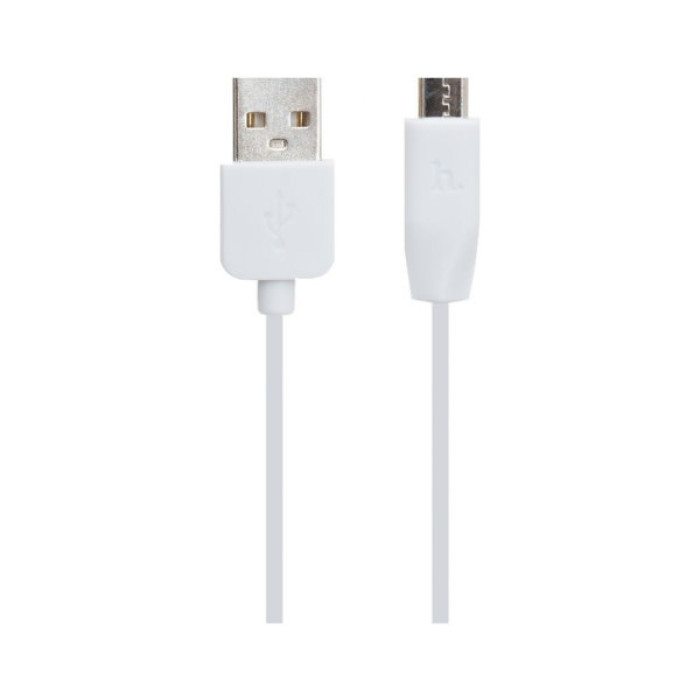 Дата кабель USB 2.0 AM to Micro 5P 1.0m 2.4A PVC X1 white HOCO (6957531032038)
