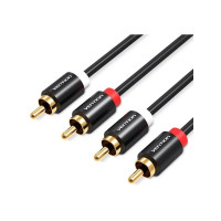 Кабель мультимедійний 2xRCA M to 2xRCA M 1.0m black Vention (VAB-R06-B100)