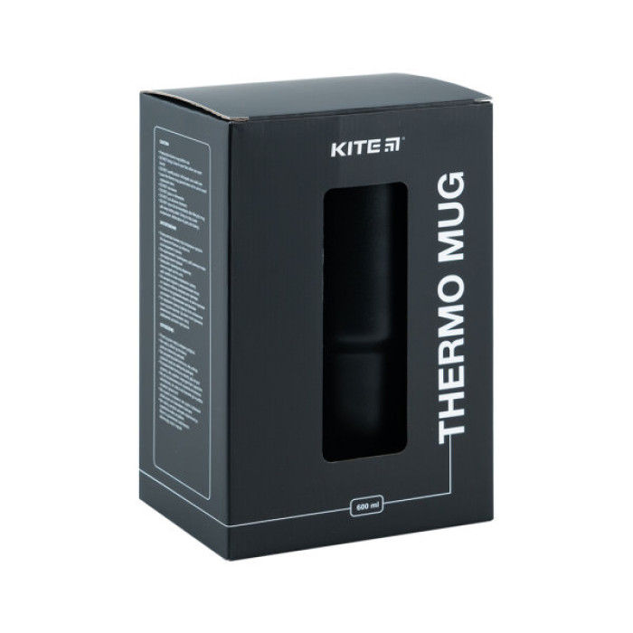 Термокружка Kite з ручкою 600 мл чорна (K24-1207-1)