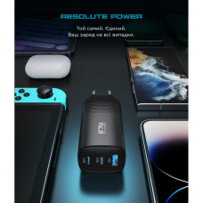 Зарядний пристрій Armorstandart 2xUSB-C + 1xUSB 67W GaN black (ARM88384)