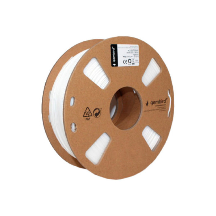 Пластик для 3D-принтера Gembird PLA, 1.75 мм, 1кг, white (3DP-PLA1.75-01-W)