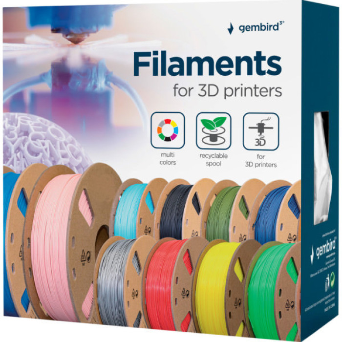 Пластик для 3D-принтера Gembird PLA, 1.75 мм, 1кг, white (3DP-PLA1.75-01-W)