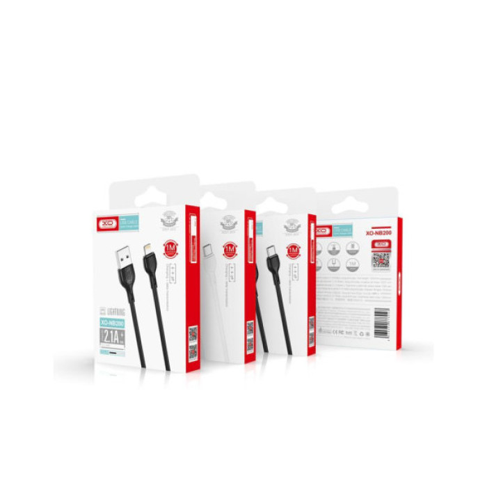 Дата кабель USB 2.0 AM to Micro 5P 1.0m 2.1A black XO (NB200-M-BK)