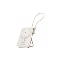 Батарея універсальна Choetech Magnetic Wireless 10000mAh 20W, PD, Qi-15W, USB-C In/Out, buid-in cabel, White (B735-CCWH)