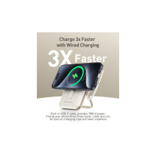 Батарея універсальна Choetech Magnetic Wireless 10000mAh 20W, PD, Qi-15W, USB-C In/Out, buid-in cabel, White (B735-CCWH)