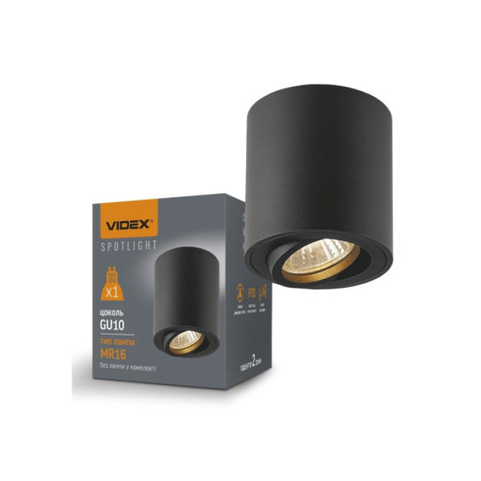Світильник точковий Videx під лампу GU10 накладний Чорний (VL-SPF12A-B)