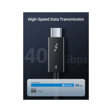 Дата кабель USB-C to USB-C 1.0m Thunderbolt 4 100W (20V/5A) 8K60Hz Cabletime (CA915422)