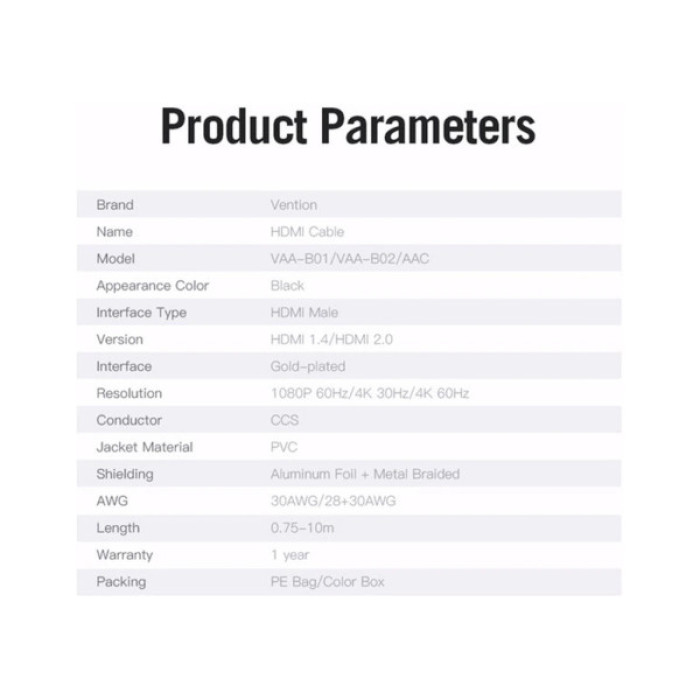 Кабель мультимедійний HDMI M to HDMI M 10.0m black Vention (AACBL)