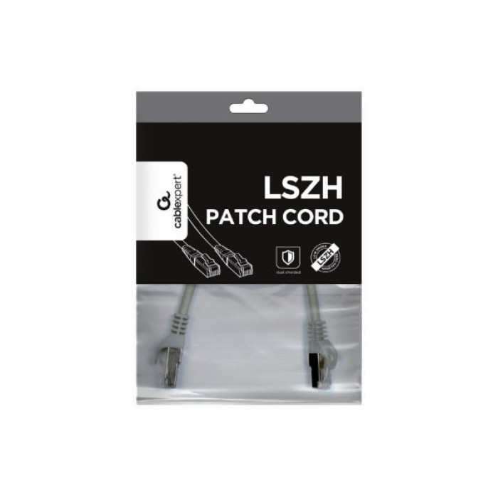 Патч-корд 1м S/FTP Cat 6A CU LSZH grey Cablexpert (PP6A-LSZHCU-1M)