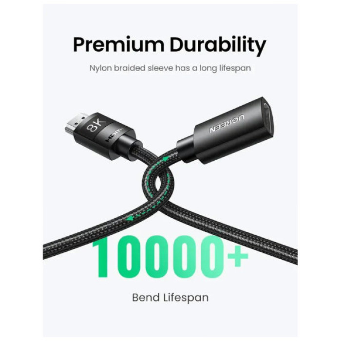 Кабель мультимедійний HDMI M to HDMI F 0.5m 8K HD151 black Ugreen (40400)