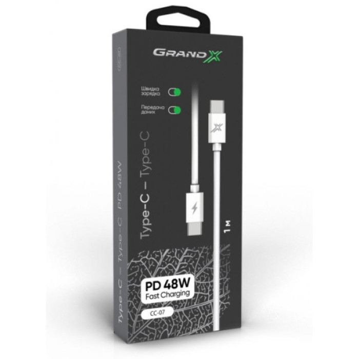 Дата кабель USB-C to USB-C 1.0m Grand-X (CC-07)