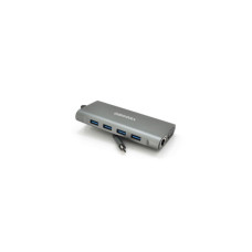 Концентратор VEGGIEG USB-C 7-in-1 USB-C + 3xUSB 3.0 + HDMI + 3.5mm + SD/TF + RJ45 0.1m silver (TC11-S)