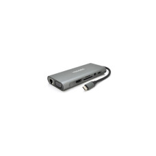 Концентратор VEGGIEG USB-C 7-in-1 USB-C + 3xUSB 3.0 + HDMI + 3.5mm + SD/TF + RJ45 0.1m silver (TC11-S)