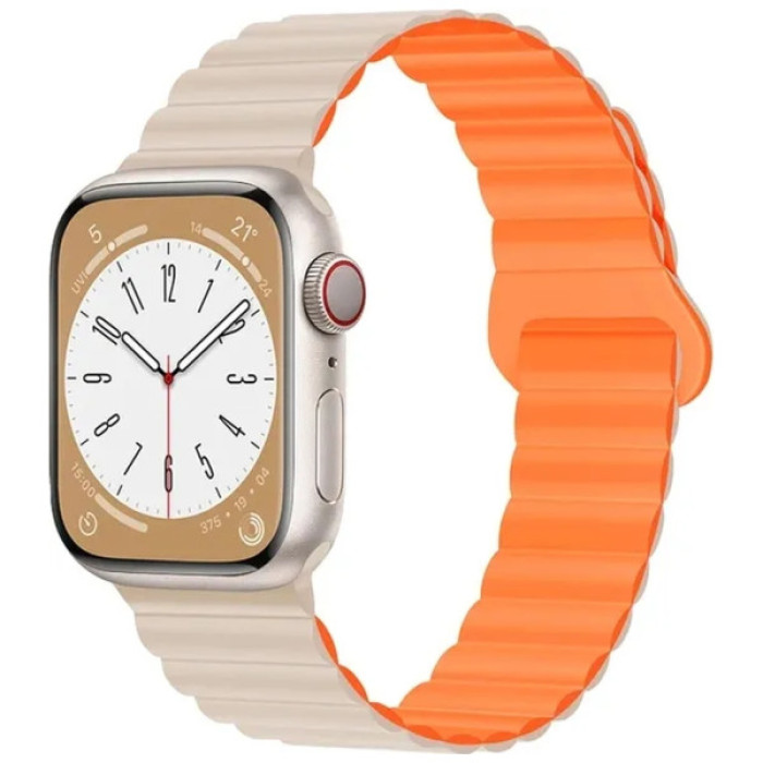 Ремінець до смарт-годинника Drobak Silicone Magnetic Link для Apple Watch All Series Ultra 2 49/45/44/42mm Starlight orange (898931)