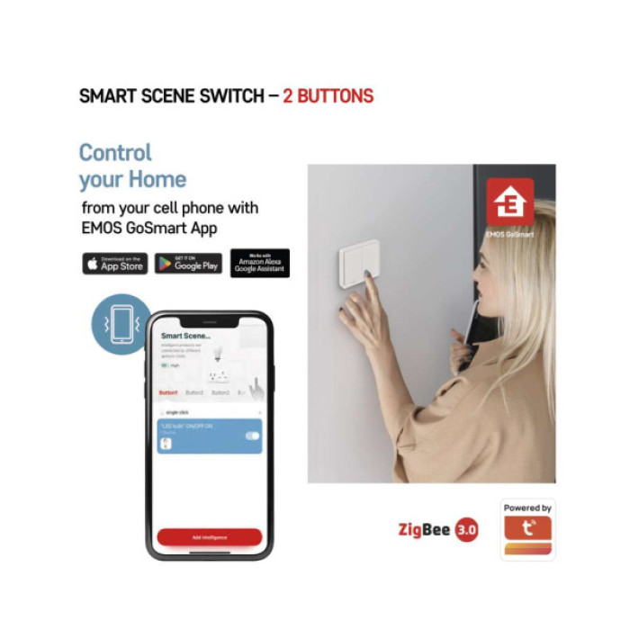 Розумний вимикач EMOS H5012 2 buttons ZigBee 3.0 (H5012)