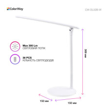 Настільна лампа ColorWay 4W with built-in battery 1800 mAh USB in/out 5V*1A, white (CW-DL02B-W)