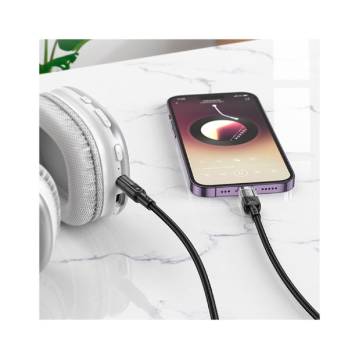 Кабель мультимедійний Lightning to 3.5mm M 1.0m Black HOCO (6942007612524)