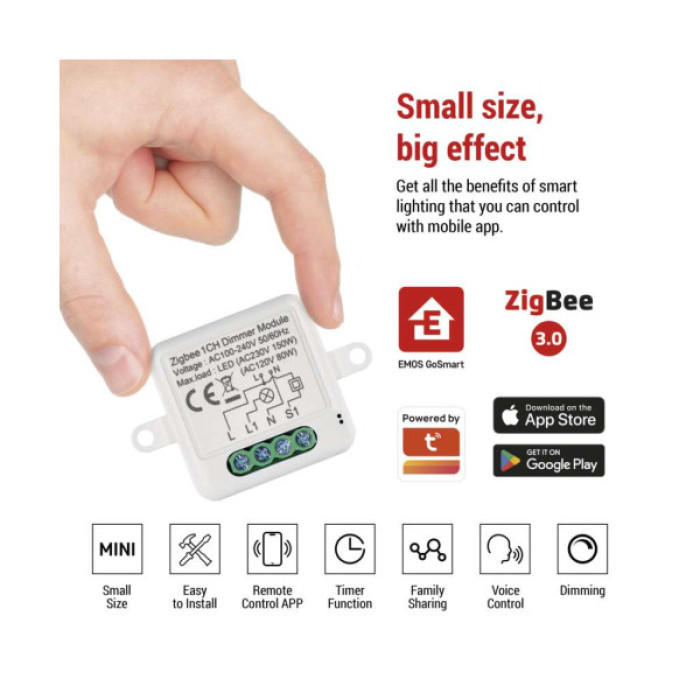 Модуль управління розумним будинком EMOS H5107 ZigBee 3.0 1-Channel Dimmer (H5107)