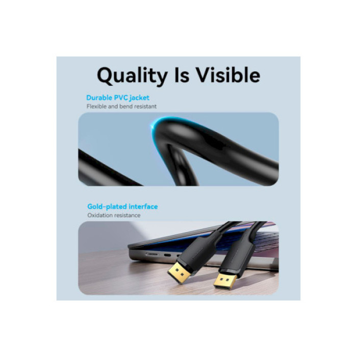 Кабель мультимедійний DisplayPort M to DisplayPort M 3.0m V1.2 4K 60Hz 3D Dolby 7.1 Vention (HAKBI)