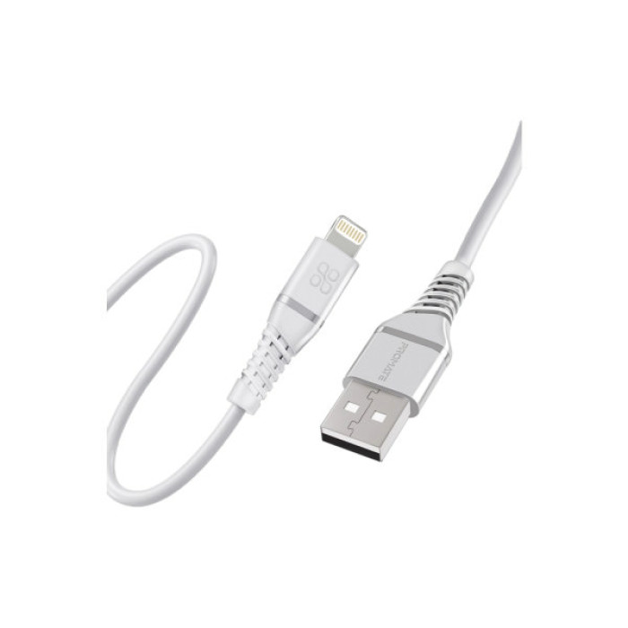 Дата кабель USB 2.0 AM to Lightning 1.2m 2.4A MFi PowerLine-Ai120 white Promate (powerline-ai120.white)