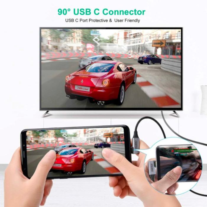 Кабель мультимедійний USB-C to HDMI M 1.8m 4K60Hz 90° corner Choetech (XCH-1803)