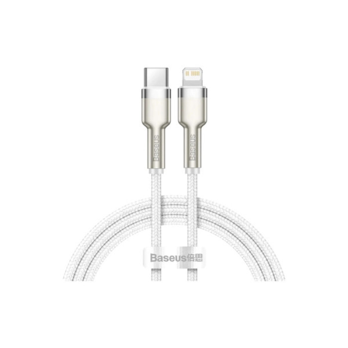 Дата кабель USB-C to Lightning 1.0m Cafule Metal PD 20W white Baseus (CATLJK-A02)
