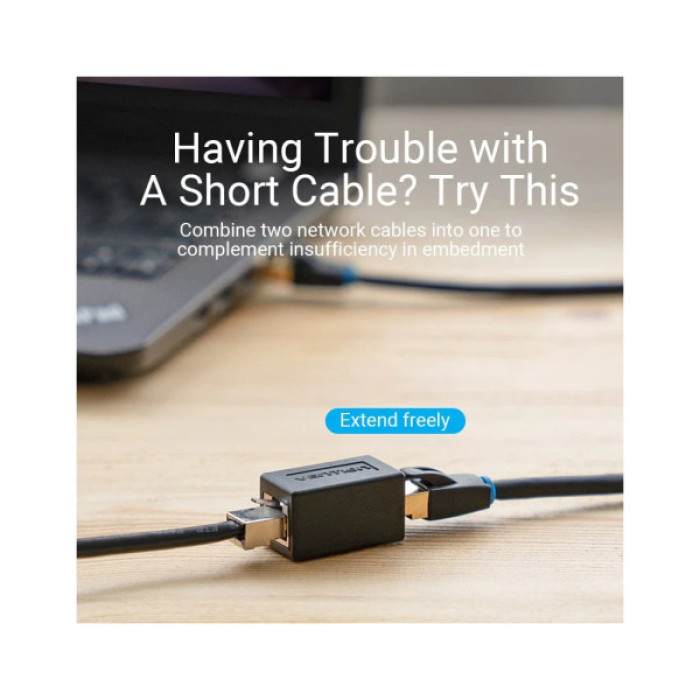 Зрощувач UTP 1+1 RJ45 cat 6e, Black Vention (IPVB0)