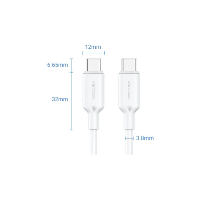 Дата кабель USB-C to USB-C 1.0m 60W white Vention (TRCWF)