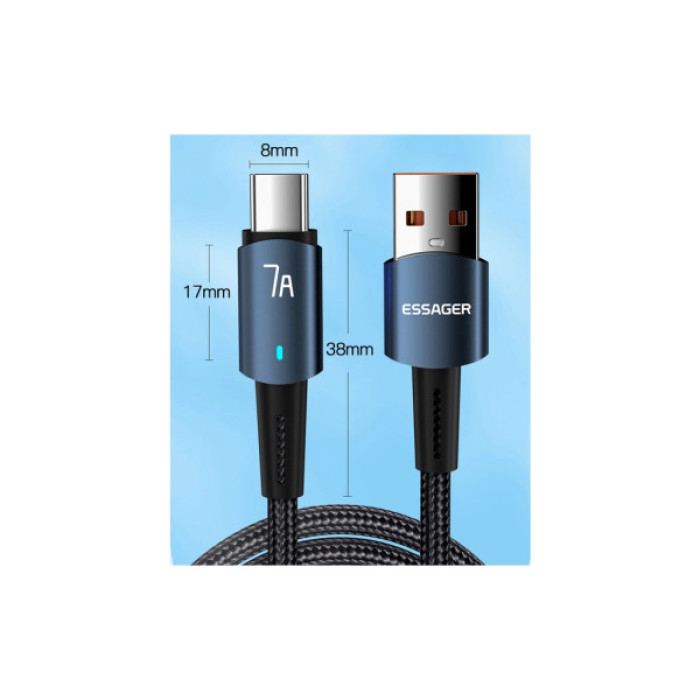 Дата кабель USB 2.0 AM to USB-C 2.0m 100W blue Essager (EXC7A-CGA03-P)