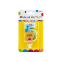 Свічка Maxi двостороння "5" із зображенням динозаврів висотою 7,62 см (MX622099-5)