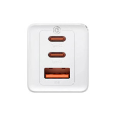 Зарядний пристрій Baseus 2xUSB-C 65W + 1xUSB GaN + cable USB-C to USB-C 100W 1.0m white (CCGP120202)