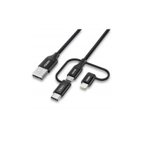 Дата кабель USB 2.0 AM to Lightning + Micro 5P + USB-C 1.2m MFI Choetech (IP0030-BK)