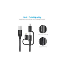 Дата кабель USB 2.0 AM to Lightning + Micro 5P + USB-C 1.2m MFI Choetech (IP0030-BK)