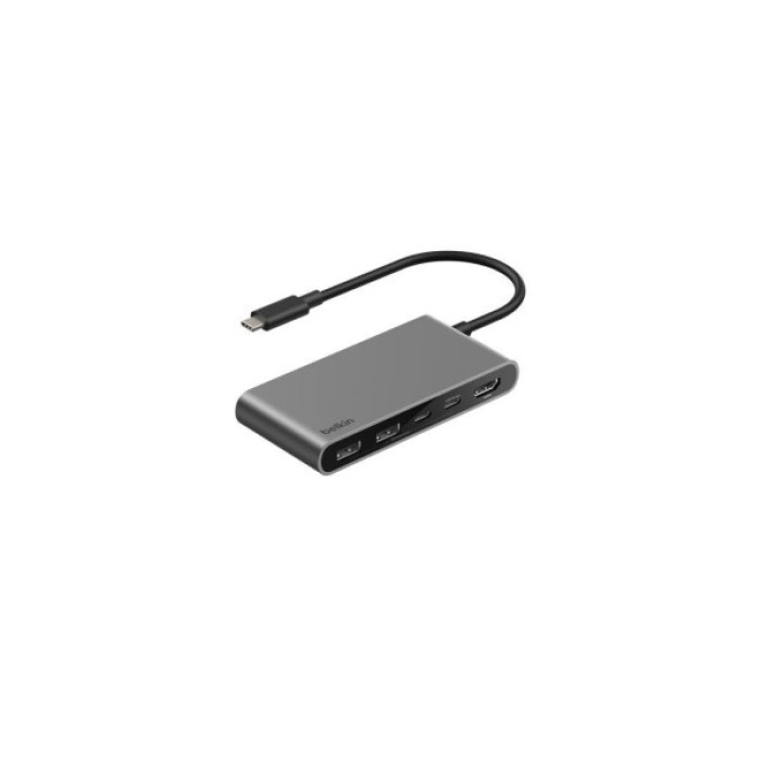 Концентратор Belkin USB-C 5-in-1 2xUSB 3.0 + USB-C + PD + HDMI 2.0 4K60Hz gray (AVC022HQSGY)