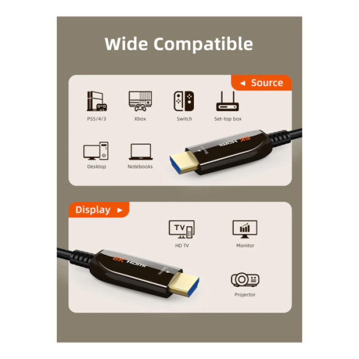Кабель мультимедійний HDMI M to HDMI M 100.0m V2.1 AOC Cabletime (CA914555)