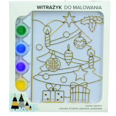 Новорічні наклейки Jumi Ялинка, 16 х 12 см, в комплекті 6 фарб та пензлик для розфарб. (5900410886803)