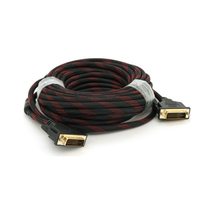 Кабель мультимедійний DVI M to DVI M 10.0m 24+1pin black/red Merlion (YT-DVI(M)/(M)NY/RD-10m)
