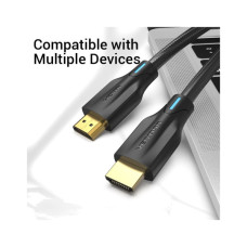 Кабель мультимедійний HDMI M to HDMI M 1.5m 8K60Hz cotton braided black Vention (AAUBG)
