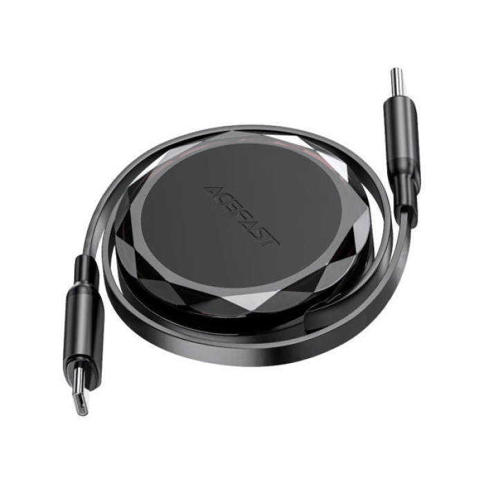 Дата кабель USB-C to USB-C 0.8m 60W dual retraction C13-03 Black Acefast (6974316280132)