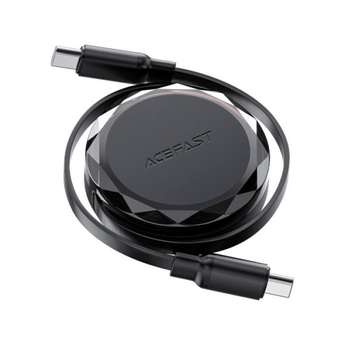 Дата кабель USB-C to USB-C 0.8m 60W dual retraction C13-03 Black Acefast (6974316280132)