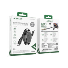 Дата кабель USB-C to USB-C 0.8m 60W dual retraction C13-03 Black Acefast (6974316280132)