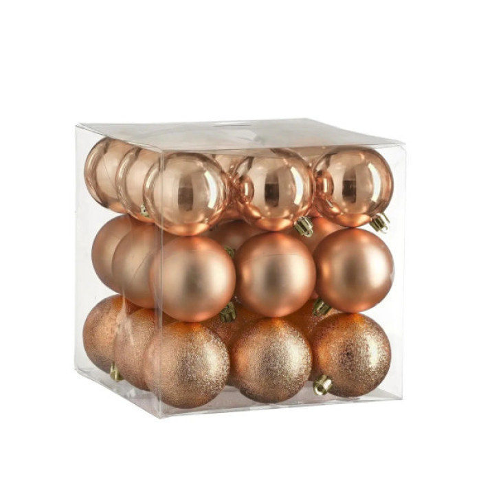 Ялинкова іграшка House Of Seasons Кульки Пластик 27 шт D6 см Персик (8720967923274)