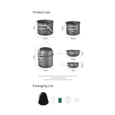 Набір туристичного посуду Naturehike NH18T018-G, алюміній, 2 каструлі, 2 кришки (6927595785515)