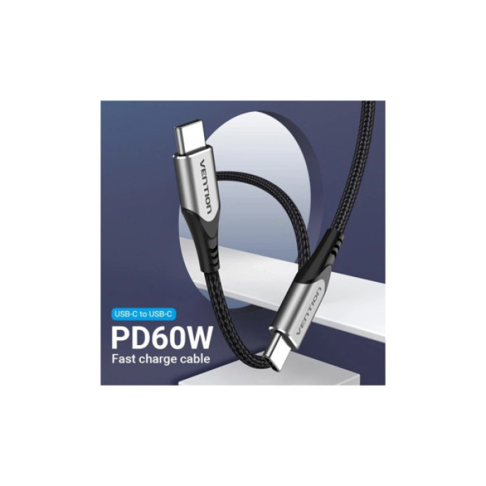 Дата кабель USB-C to USB-C 2.0m aluminum gray Vention (TADHH)