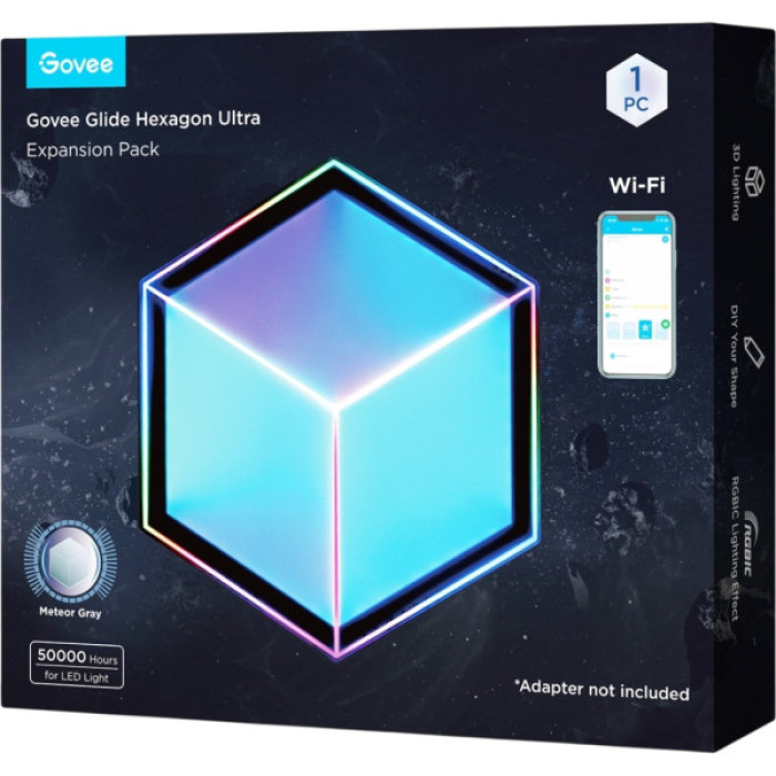 Світильник Govee H106A Glide Hexagon Light Panels Ultra Expansion Pack, 1pc, RGBIC, Wi-Fi/Bluetooth, Purple (H106A007-OF-EU)