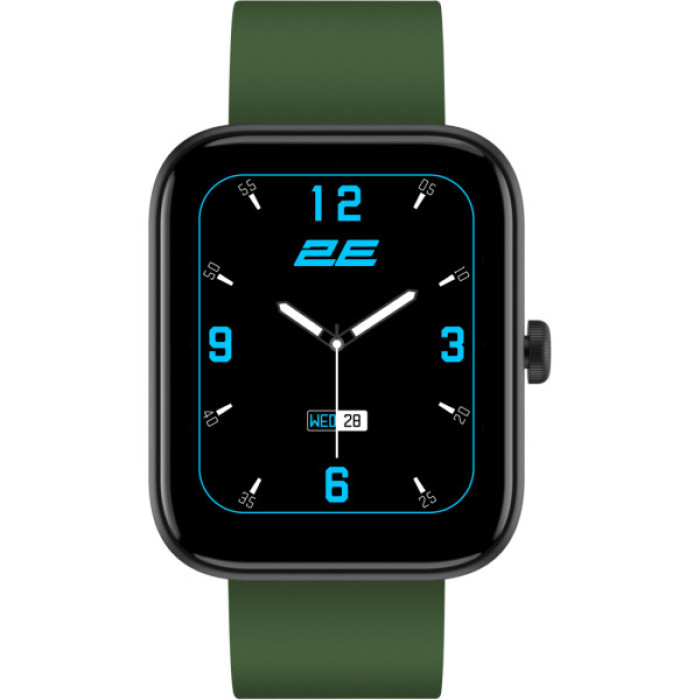 Смарт-годинник 2E Alpha SQ Music Edition 46mm Black-Green + ремінець сірий (2E-CWW40BKGN-WS)